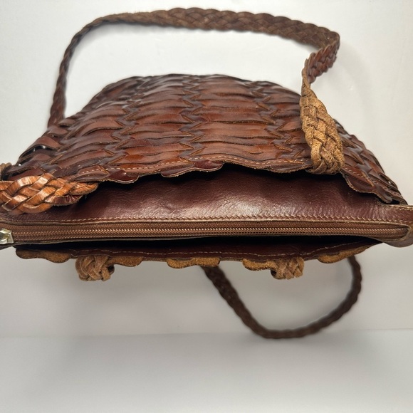 Vintage Ellepi Leather Woven Basket Braided Strap Shoulder Bag | Made in Italy - Picture 5 of 12